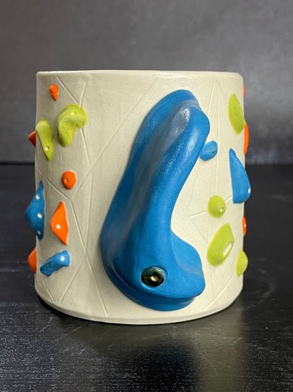 White Climbing Cup with Hold Handle - BLUE
