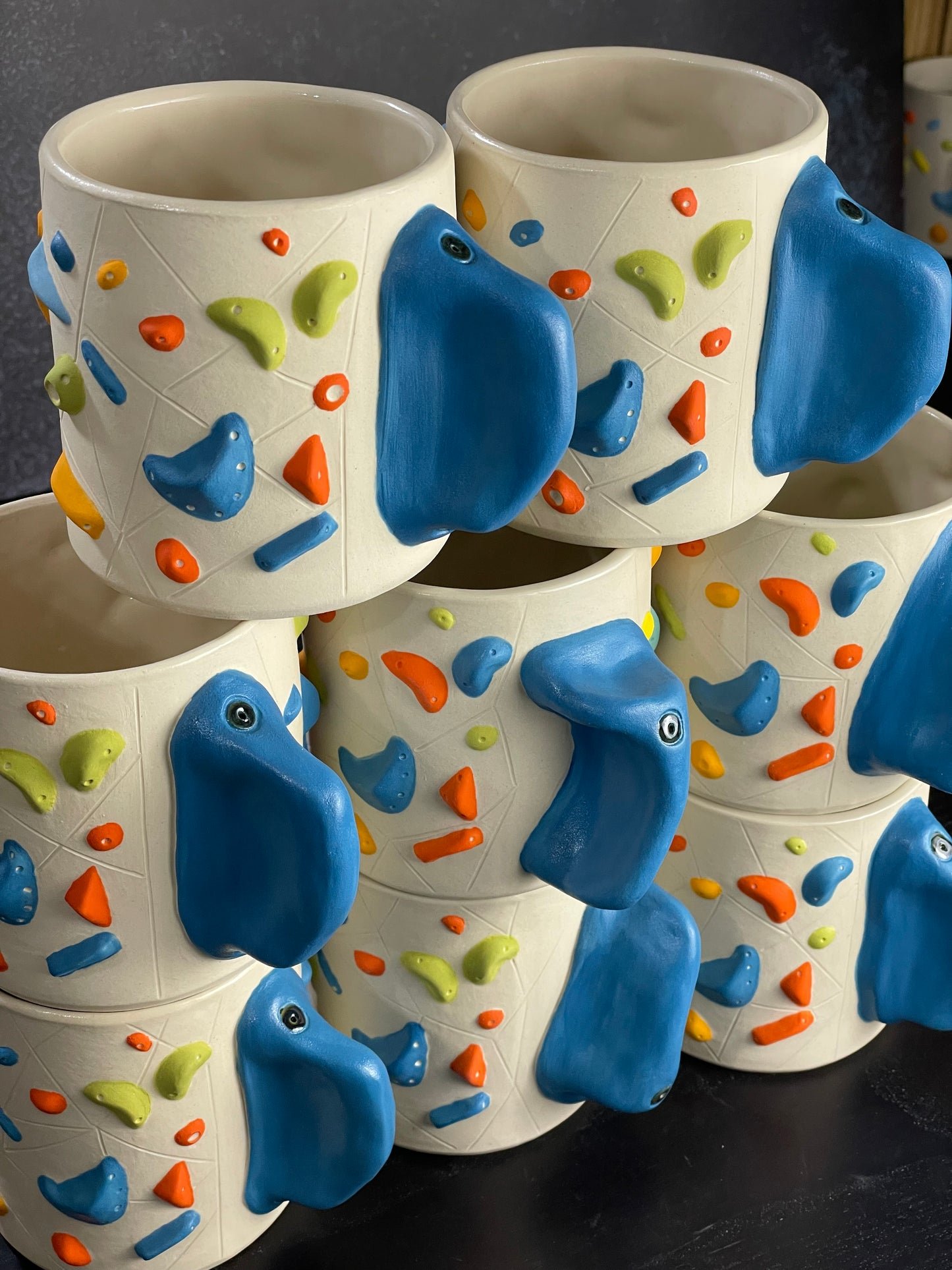 White Climbing Cup with Hold Handle - BLUE