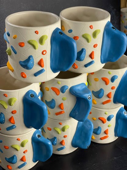 White Climbing Cup with Hold Handle - BLUE
