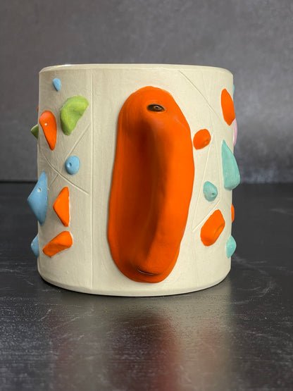 White Climbing Cup with Hold Handle - RED 12-14oz