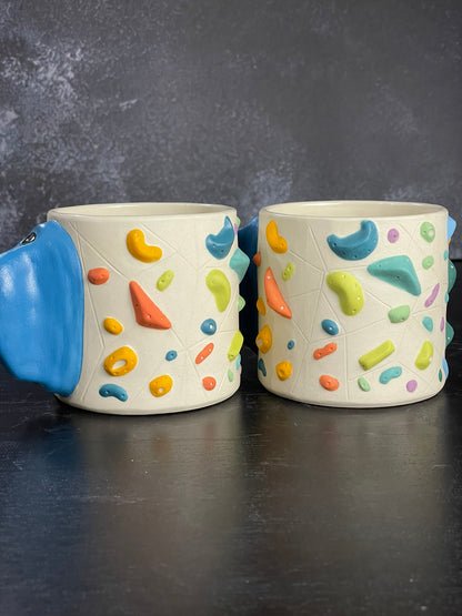Detailed Holds - White Climbing Cup with Hold Handle - BLUE 12oz
