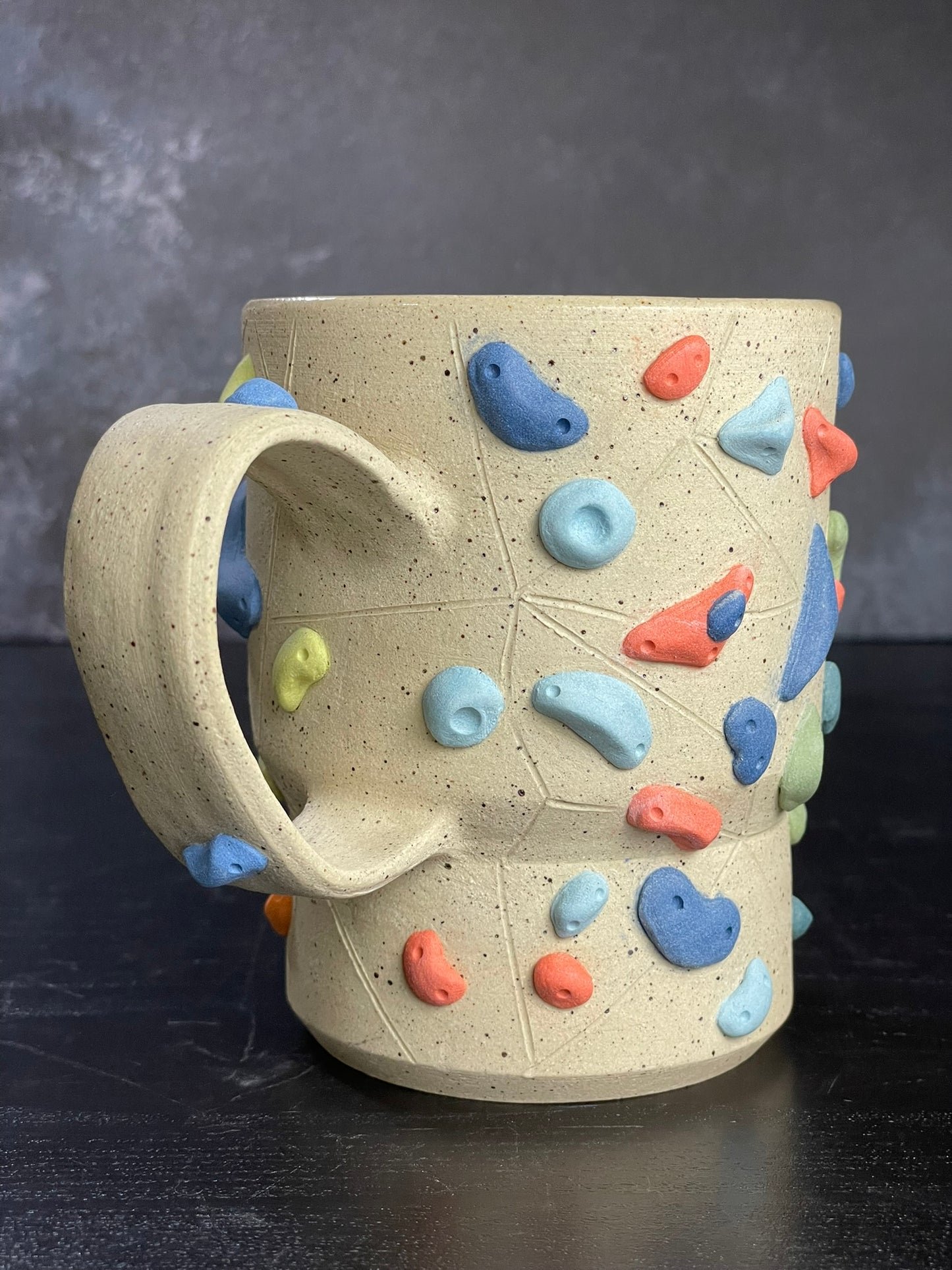 Buff Speckled Climbing Mug 12-14oz - Handsculpted