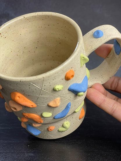 Buff Speckled Climbing Mug 12-14oz - Handsculpted