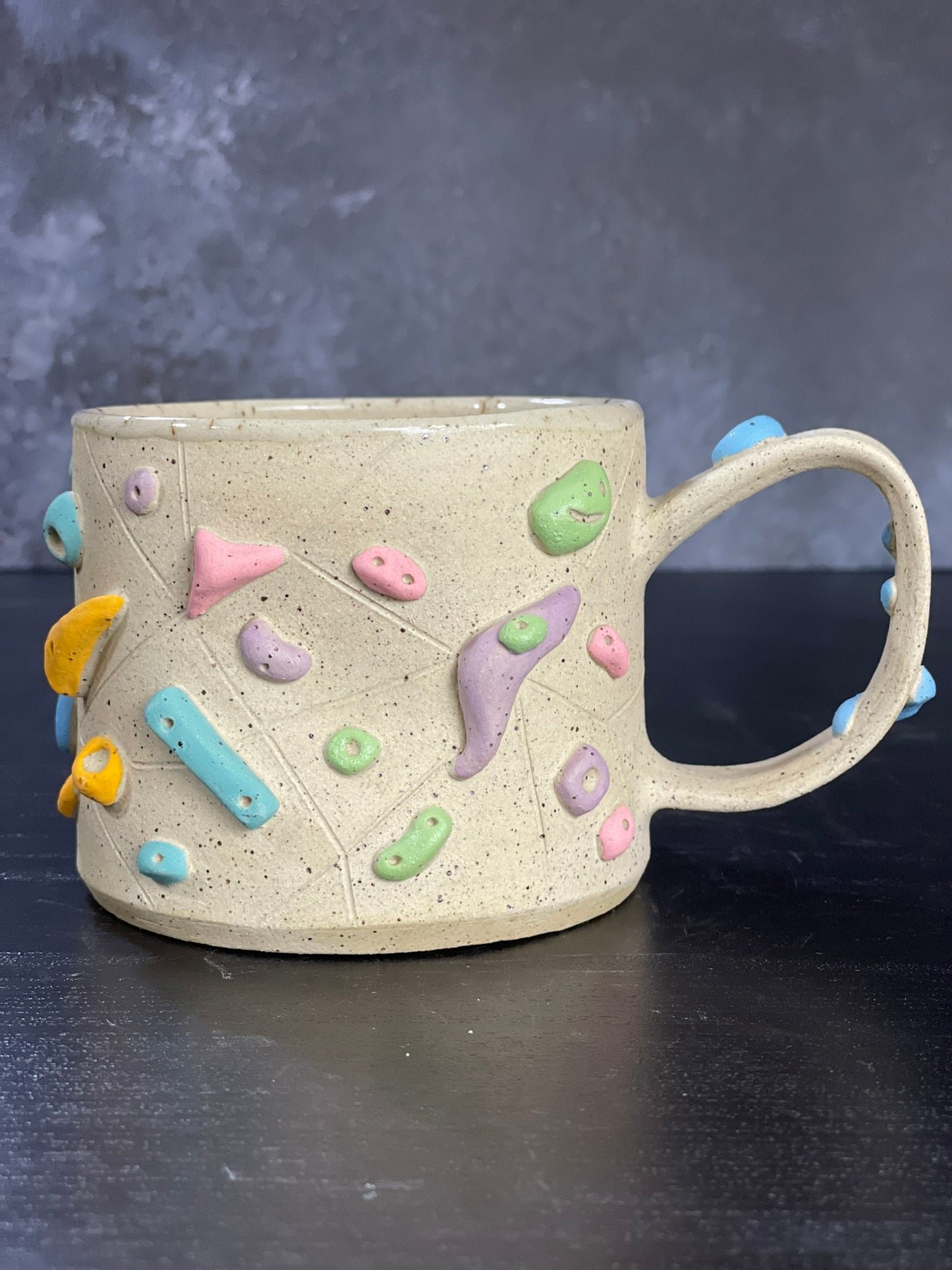 Buff Speckled Climbing Mug 12-14oz - Handsculpted