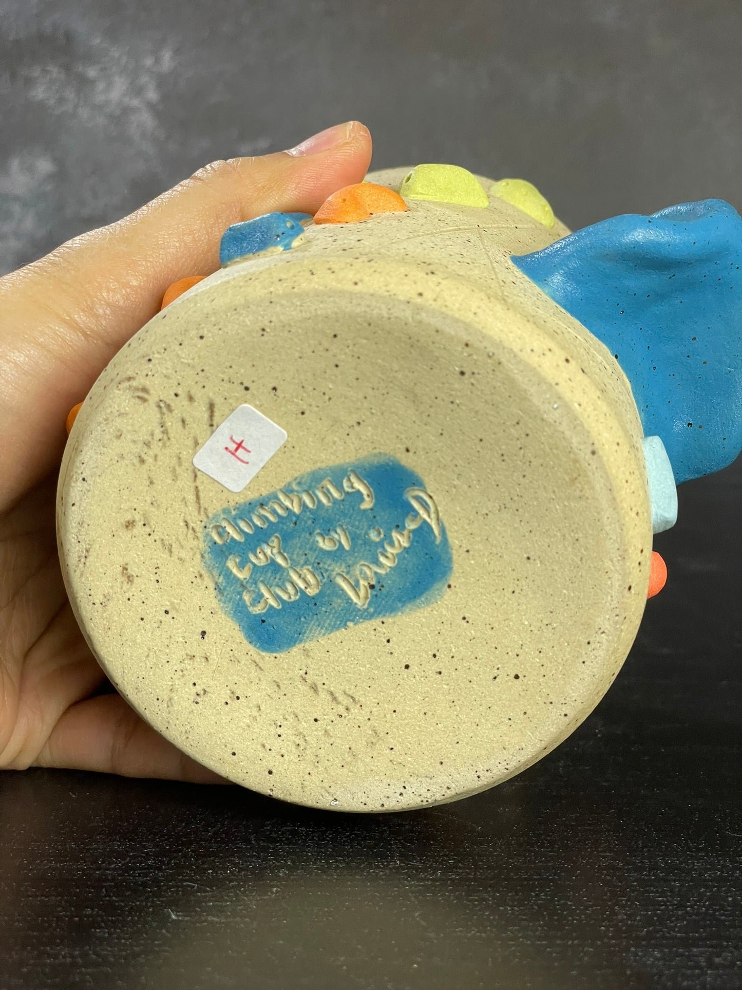 Buff Speckled Climbing Cup with Hold Handle - Handsculpted