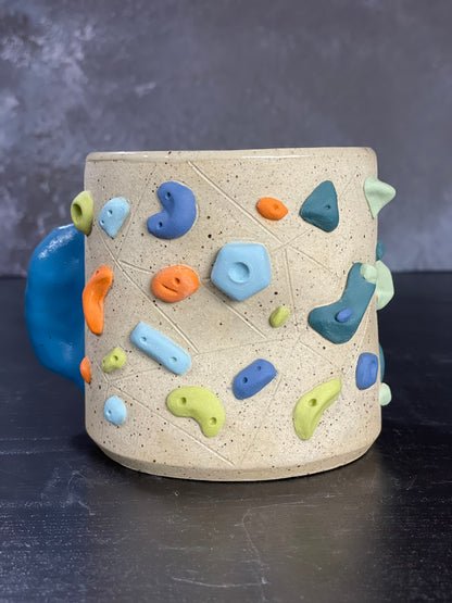 Buff Speckled Climbing Cup with Hold Handle - Handsculpted