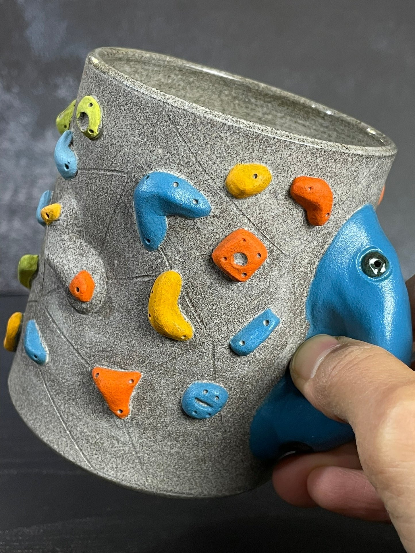 Granite Climbing Cup with Hold Handle 11-15oz - Handsculpted