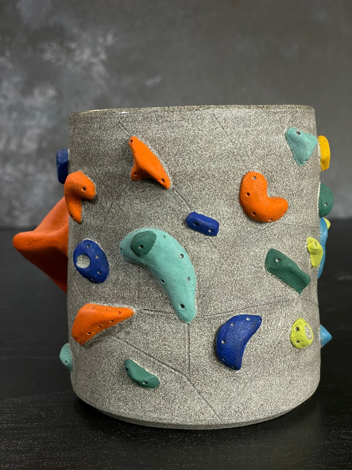 Granite Climbing Cup with Hold Handle 11-15oz - Handsculpted